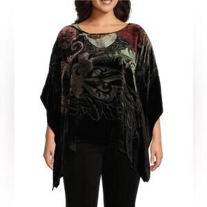 John Mark Burnout Velvet Printed Oversized Poncho Top Size 2X/3X